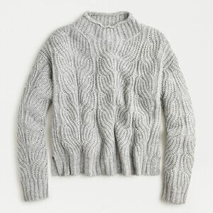J. Crew pointelle Cableknit sweater alpaca blend